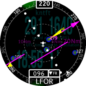 Aircraft is approaching the course. The CDI has moved and deviation is now 3 degrees on the left. We're still in the "FROM" sector.