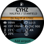 Main screen with one decoded airport METAR