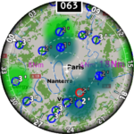 Navigation view with land map and METAR map